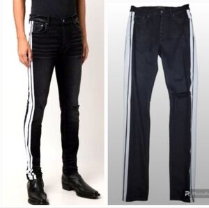 AMIRI Black Side Stripe Skinny Jeans | Made in USA Luxury Designer Streetwear